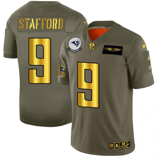 Men's Los Angeles Rams #9 Matthew Stafford NFL Nike Olive Gold 2019 Salute To Service Limited Jersey Men's Los Angeles Rams #9 Matthew Stafford NFL Nike Olive Gold 2019 Salute To Service Limited Jersey