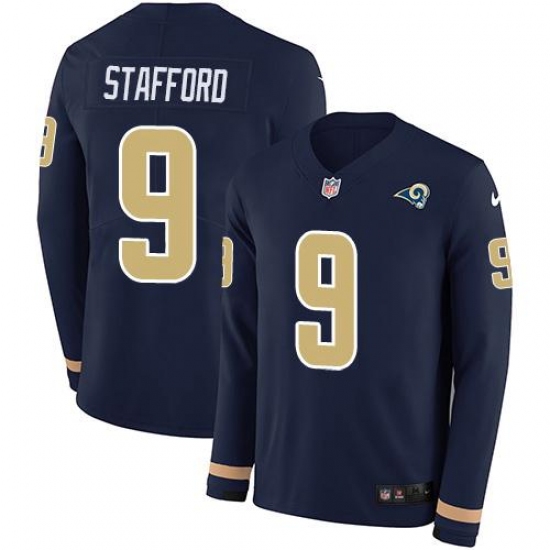 Men's Los Angeles Rams #9 Matthew Stafford Navy Blue Team Color Stitched NFL Limited Therma Long Sleeve Jersey Men's Los Angeles Rams #9 Matthew Stafford Navy Blue Team Color Stitched NFL Limited Therma Long Sleeve Jersey