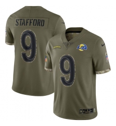 Men's Los Angeles Rams #9 Matthew Stafford Nike 2022 Salute To Service Limited Jersey - Olive Men's Los Angeles Rams #9 Matthew Stafford Nike 2022 Salute To Service Limited Jersey - Olive