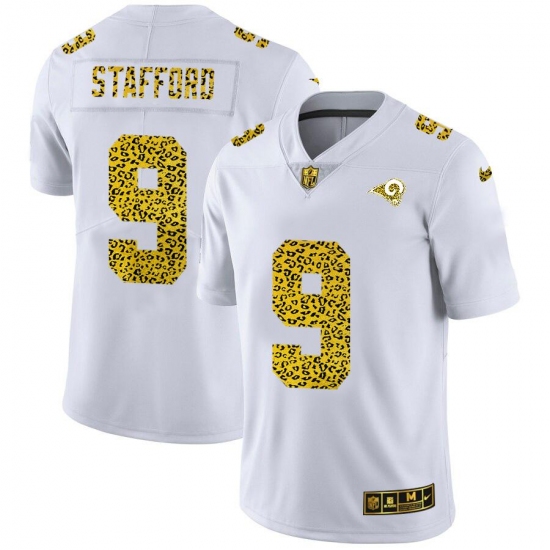 Men's Los Angeles Rams #9 Matthew Stafford Nike Flocked Leopard Print Vapor Limited NFL Jersey White Men's Los Angeles Rams #9 Matthew Stafford Nike Flocked Leopard Print Vapor Limited NFL Jersey White