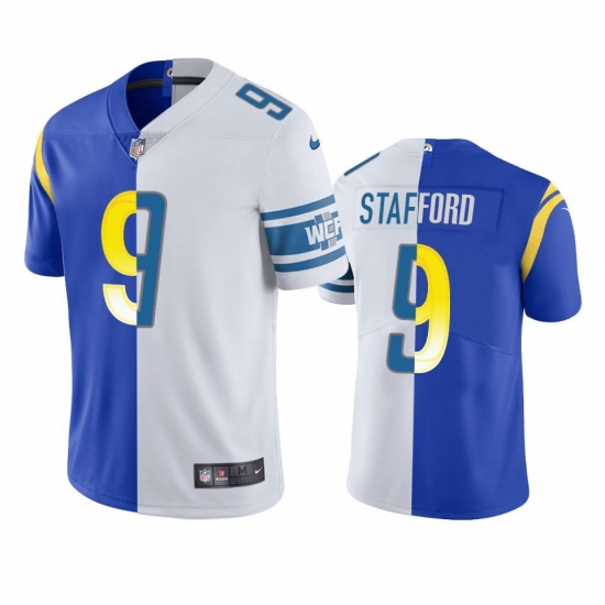 Men's Los Angeles Rams #9 Matthew Stafford Nike Royal White Split Game NFL Limited Jersey Men's Los Angeles Rams #9 Matthew Stafford Nike Royal White Split Game NFL Limited Jersey