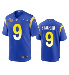 Men's Los Angeles Rams #9 Matthew Stafford Nike Super Bowl LVI Patch Game NFL Jersey - Royal Men's Los Angeles Rams #9 Matthew Stafford Nike Super Bowl LVI Patch Game NFL Jersey - Royal