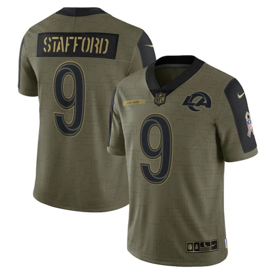Men's Los Angeles Rams #9 Matthew Stafford Olive Nike 2021 Salute To Service Limited Player Jersey Men's Los Angeles Rams #9 Matthew Stafford Olive Nike 2021 Salute To Service Limited Player Jersey