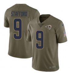 Men's Los Angeles Rams #9 Matthew Stafford Olive Stitched NFL Limited 2017 Salute To Service Jersey