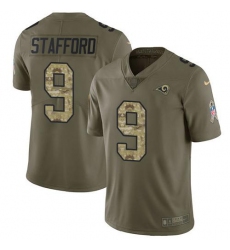 Men's Los Angeles Rams #9 Matthew Stafford OliveCamo Stitched NFL Limited 2017 Salute To Service Jersey Men's Los Angeles Rams #9 Matthew Stafford OliveCamo Stitched NFL Limited 2017 Salute To Service Jersey