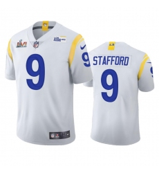 Men's Los Angeles Rams #9 Matthew Stafford Super Bowl LVI Patch Nike 2021 Vapor Limited NFL Jersey - White Men's Los Angeles Rams #9 Matthew Stafford Super Bowl LVI Patch Nike 2021 Vapor Limited NFL Jersey - White
