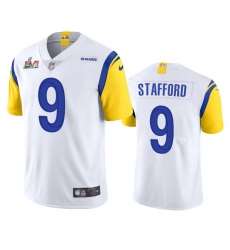 Men's Los Angeles Rams #9 Matthew Stafford Super Bowl LVI Patch Nike Alternate Vapor Limited NFL Jersey - White