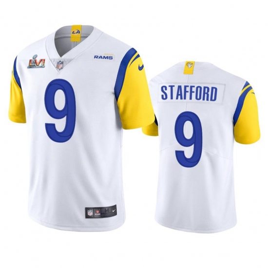 Men's Los Angeles Rams #9 Matthew Stafford Super Bowl LVI Patch Nike Alternate Vapor Limited NFL Jersey - White Men's Los Angeles Rams #9 Matthew Stafford Super Bowl LVI Patch Nike Alternate Vapor Limited NFL Jersey - White