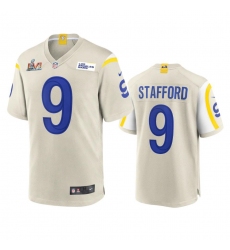 Men's Los Angeles Rams #9 Matthew Stafford Super Bowl LVI Patch Nike Game NFL Jersey - Bone Men's Los Angeles Rams #9 Matthew Stafford Super Bowl LVI Patch Nike Game NFL Jersey - Bone