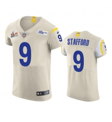 Men's Los Angeles Rams #9 Matthew Stafford Super Bowl LVI Patch Nike Vapor Elite Player NFL Jersey - Bone Men's Los Angeles Rams #9 Matthew Stafford Super Bowl LVI Patch Nike Vapor Elite Player NFL Jersey - Bone