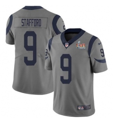 Men's Nike Los Angeles Rams #9 Matthew Stafford Gray Super Bowl LVI Patch Stitched NFL Limited Inverted Legend Jersey