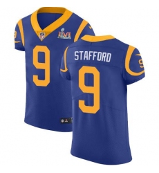 Men's Nike Los Angeles Rams #9 Matthew Stafford Royal Blue Alternate Super Bowl LVI Patch Stitched NFL Vapor Untouchable Elite Jersey