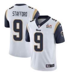 Men's Nike Los Angeles Rams #9 Matthew Stafford White Super Bowl LVI Patch Stitched NFL Vapor Untouchable Limited Jersey