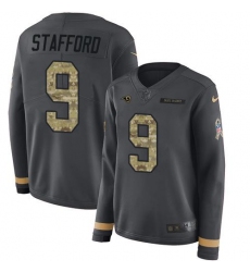 Women's Los Angeles Rams #9 Matthew Stafford Anthracite Salute To Service Stitched NFL Limited Therma Long Sleeve Jersey Women's Los Angeles Rams #9 Matthew Stafford Anthracite Salute To Service Stitched NFL Limited Therma Long Sleeve Jersey