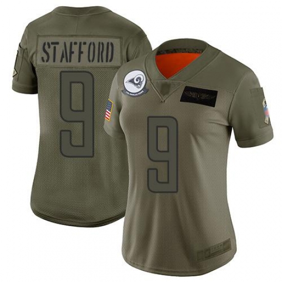 Women's Los Angeles Rams #9 Matthew Stafford Camo Stitched NFL Limited 2019 Salute To Service Jersey Women's Los Angeles Rams #9 Matthew Stafford Camo Stitched NFL Limited 2019 Salute To Service Jersey