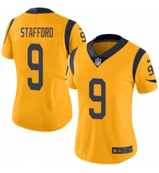 Women's Los Angeles Rams #9 Matthew Stafford Gold Stitched NFL Limited Rush Jersey Women's Los Angeles Rams #9 Matthew Stafford Gold Stitched NFL Limited Rush Jersey