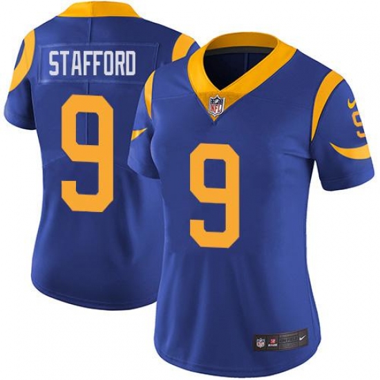 Women's Los Angeles Rams #9 Matthew Stafford Royal Blue Alternate Stitched NFL Vapor Untouchable Limited Jersey Women's Los Angeles Rams #9 Matthew Stafford Royal Blue Alternate Stitched NFL Vapor Untouchable Limited Jersey