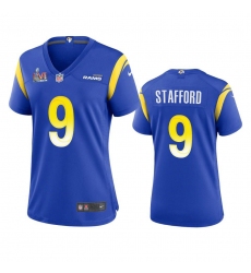 Women's Los Angeles Rams #9 Matthew Stafford Super Bowl LVI Patch Nike Game NFL Jersey - Royal