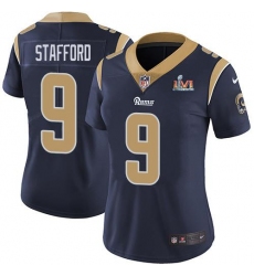 Women's Nike Los Angeles Rams #9 Matthew Stafford Navy Blue Team Color Super Bowl LVI Patch Stitched NFL Vapor Untouchable Limited Jersey Women's Nike Los Angeles Rams #9 Matthew Stafford Navy Blue Team Color Super Bowl LVI Patch Stitched NFL Vapor Untouchable Limited Jersey