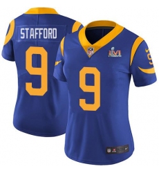 Women's Nike Los Angeles Rams #9 Matthew Stafford Royal Blue Alternate Super Bowl LVI Patch Stitched NFL Vapor Untouchable Limited Jersey