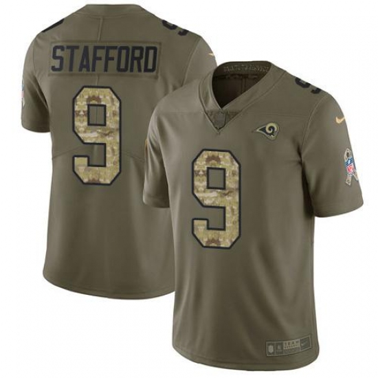 Youth Los Angeles Rams #9 Matthew Stafford OliveCamo Stitched NFL Limited 2017 Salute To Service Jersey Youth Los Angeles Rams #9 Matthew Stafford OliveCamo Stitched NFL Limited 2017 Salute To Service Jersey
