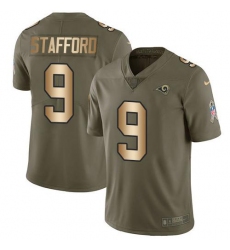 Youth Los Angeles Rams #9 Matthew Stafford OliveGold Stitched NFL Limited 2017 Salute To Service Jersey Youth Los Angeles Rams #9 Matthew Stafford OliveGold Stitched NFL Limited 2017 Salute To Service Jersey