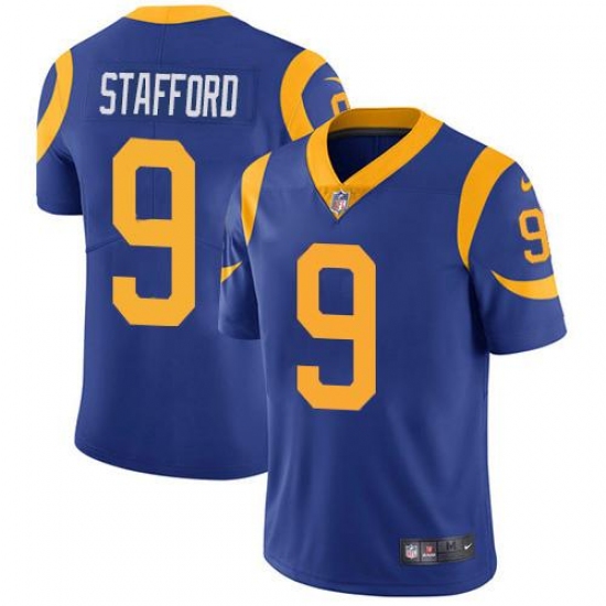 Youth Los Angeles Rams #9 Matthew Stafford Royal Blue Alternate Stitched NFL Vapor Untouchable Limited Jersey Youth Los Angeles Rams #9 Matthew Stafford Royal Blue Alternate Stitched NFL Vapor Untouchable Limited Jersey