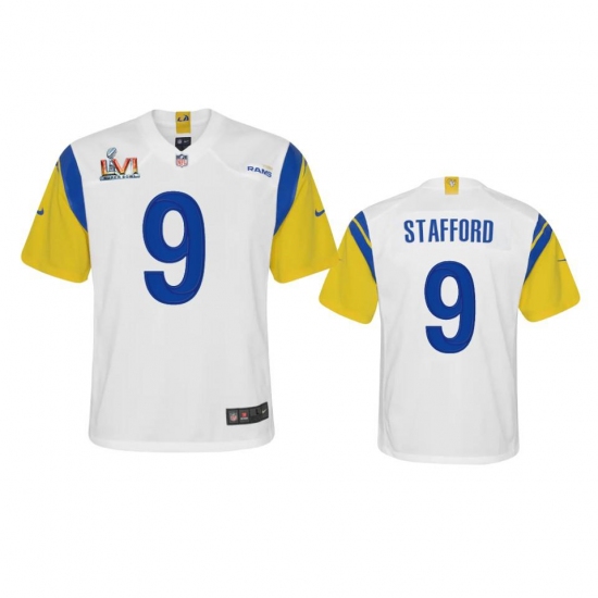 Youth Los Angeles Rams #9 Matthew Stafford Super Bowl LVI Patch Nike Alternate Game NFL Jersey - White Youth Los Angeles Rams #9 Matthew Stafford Super Bowl LVI Patch Nike Alternate Game NFL Jersey - White