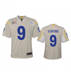 Youth Los Angeles Rams #9 Matthew Stafford Super Bowl LVI Patch Nike Game NFL Jersey - Bone
