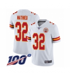 Men's Kansas City Chiefs #32 Tyrann Mathieu White Vapor Untouchable Limited Player 100th Season Football Jersey