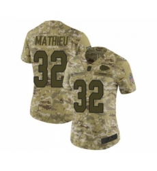 Women's Kansas City Chiefs #32 Tyrann Mathieu Limited Camo 2018 Salute to Service Football Jersey