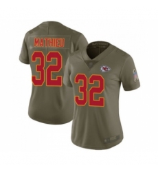 Women's Kansas City Chiefs #32 Tyrann Mathieu Limited Olive 2017 Salute to Service Football Jersey