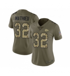 Women's Kansas City Chiefs #32 Tyrann Mathieu Limited Olive Camo 2017 Salute to Service Football Jersey