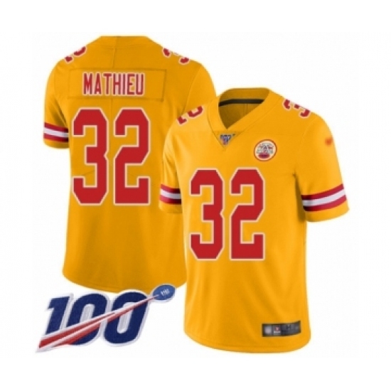 Youth Kansas City Chiefs #32 Tyrann Mathieu Limited Gold Inverted Legend 100th Season Football Jersey Youth Kansas City Chiefs #32 Tyrann Mathieu Limited Gold Inverted Legend 100th Season Football Jersey