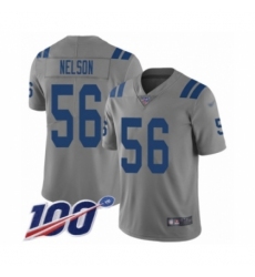 Men's Indianapolis Colts #56 Quenton Nelson Limited Gray Inverted Legend 100th Season Football Jersey