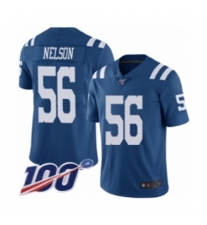 Men's Indianapolis Colts #56 Quenton Nelson Limited Royal Blue Rush Vapor Untouchable 100th Season Football Jersey