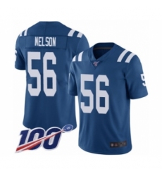 Men's Indianapolis Colts #56 Quenton Nelson Royal Blue Team Color Vapor Untouchable Limited Player 100th Season Football Jersey