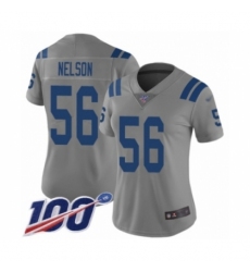 Women's Indianapolis Colts #56 Quenton Nelson Limited Gray Inverted Legend 100th Season Football Jersey