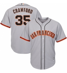 Men's Majestic San Francisco Giants #35 Brandon Crawford Replica Grey Road Cool Base MLB Jersey