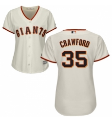 Women's Majestic San Francisco Giants #35 Brandon Crawford Authentic Cream Home Cool Base MLB Jersey