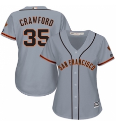Women's Majestic San Francisco Giants #35 Brandon Crawford Authentic Grey Road Cool Base MLB Jersey