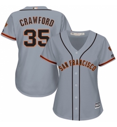 Women's Majestic San Francisco Giants #35 Brandon Crawford Replica Grey Road Cool Base MLB Jersey