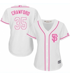 Women's Majestic San Francisco Giants #35 Brandon Crawford Replica White Fashion Cool Base MLB Jersey