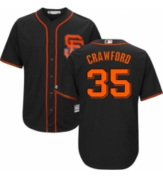 Youth Majestic San Francisco Giants #35 Brandon Crawford Authentic Black Alternate Cool Base MLB Jersey