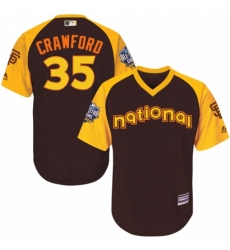 Youth Majestic San Francisco Giants #35 Brandon Crawford Authentic Brown 2016 All-Star National League BP Cool Base MLB Jersey