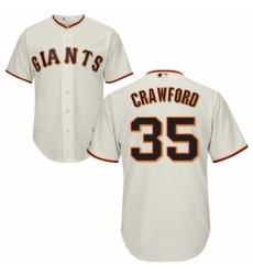 Youth Majestic San Francisco Giants #35 Brandon Crawford Authentic Cream Home Cool Base MLB Jersey