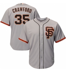 Youth Majestic San Francisco Giants #35 Brandon Crawford Authentic Grey Road 2 Cool Base MLB Jersey