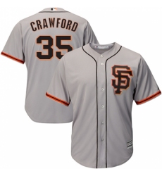 Youth Majestic San Francisco Giants #35 Brandon Crawford Replica Grey Road 2 Cool Base MLB Jersey