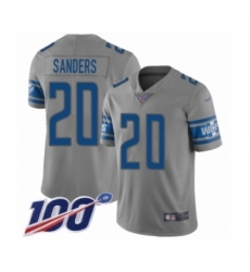 Men's Detroit Lions #20 Barry Sanders Limited Gray Inverted Legend 100th Season Football Jersey