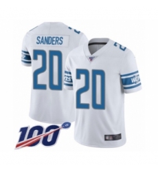 Men's Detroit Lions #20 Barry Sanders White Vapor Untouchable Limited Player 100th Season Football Jersey